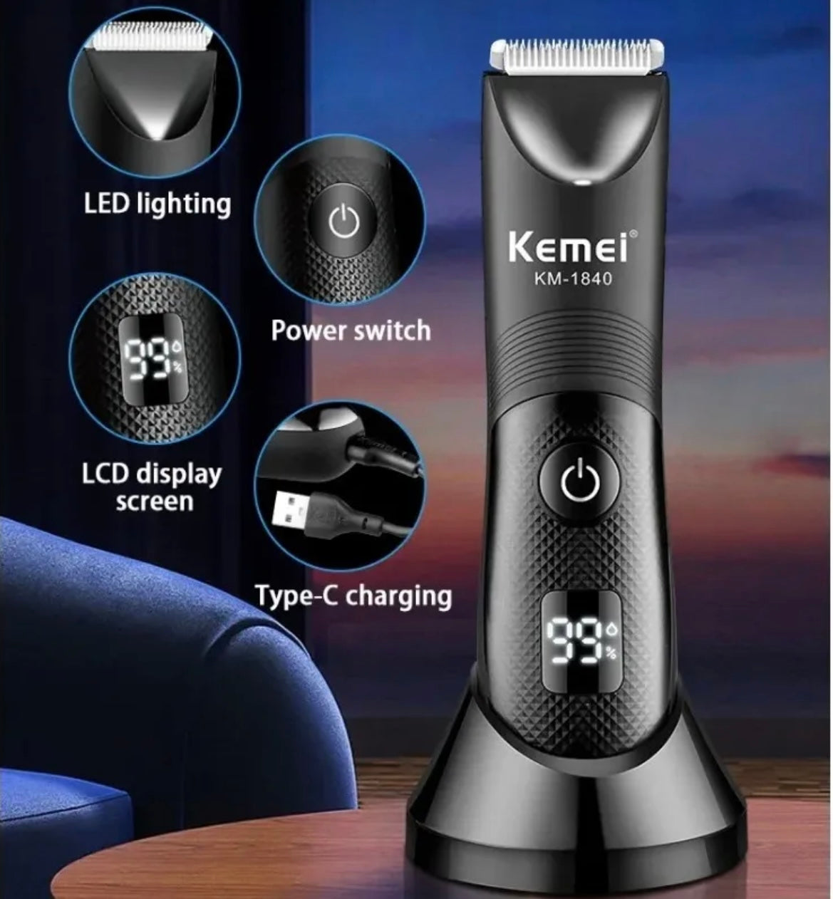 Afeitadora y Depiladora Recargable Kemei